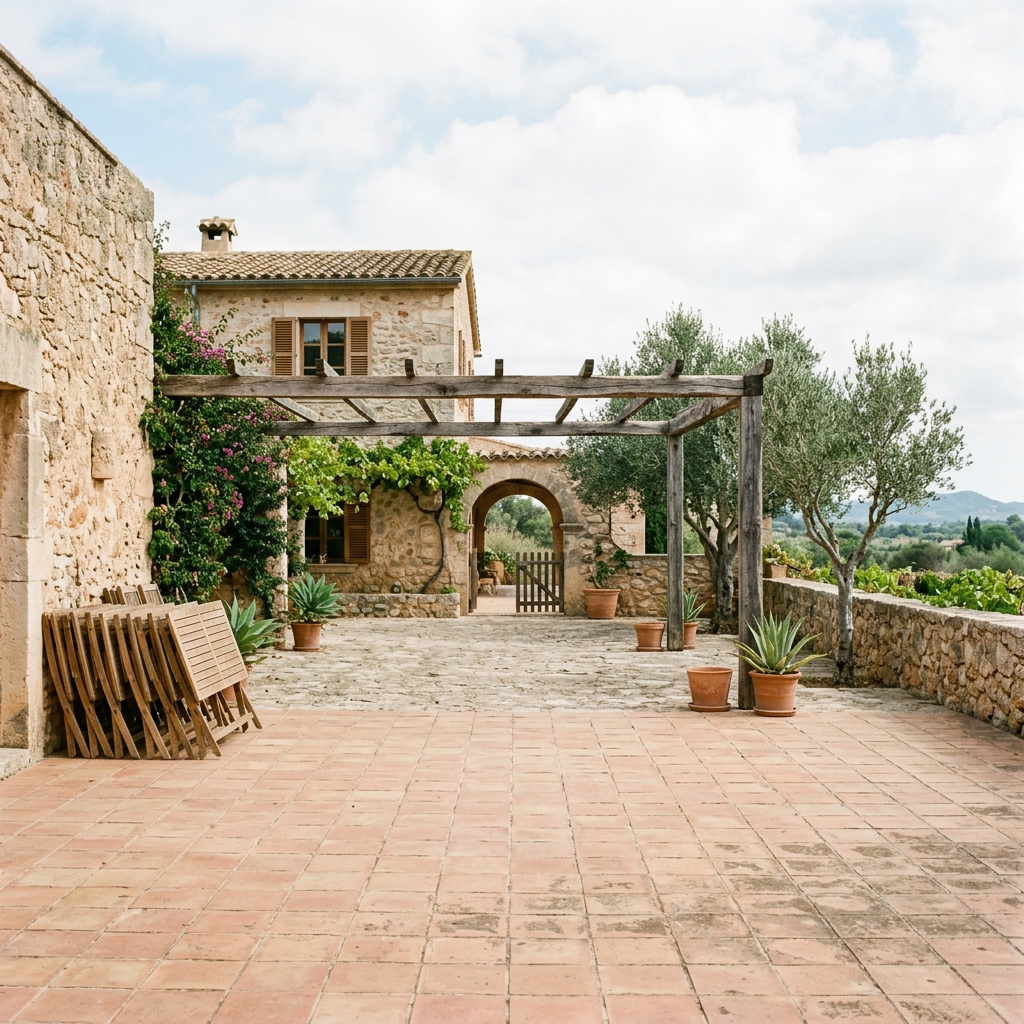 Espacio vacío — patio de finca sin decorar